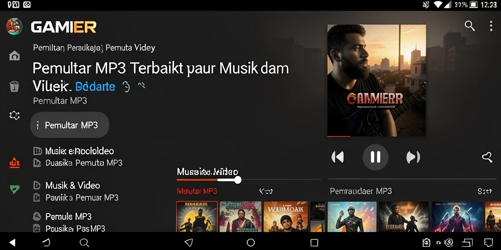 Antarmuka GAMERP yang intuitif dan mudah digunakan untuk Pemutar MP3.