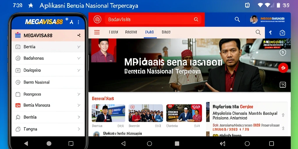 Antarmuka MEGAVISA88 yang menampilkan berita nasional terkini.
