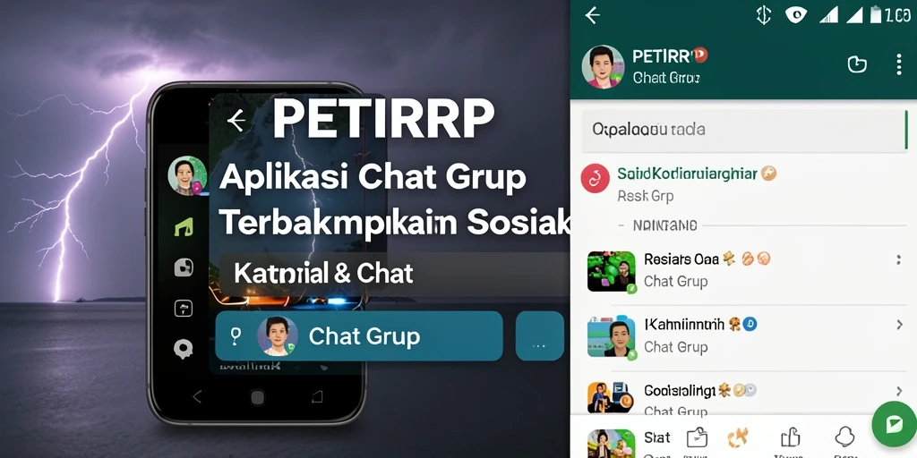 Screenshot antarmuka aplikasi PETIRRP dengan fungsi Chat Grup.
